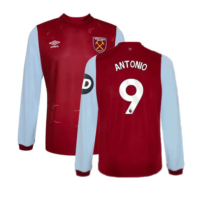 2023-2024 West Ham Long Sleeve Home Shirt (Kids) (ANTONIO 9)-SoccerKits Hub | Buy Soccer Jerseys Online